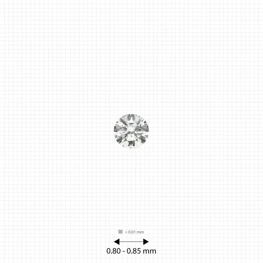 0.80 - 0.90 mm (0.003 Ct.) White Round Melee