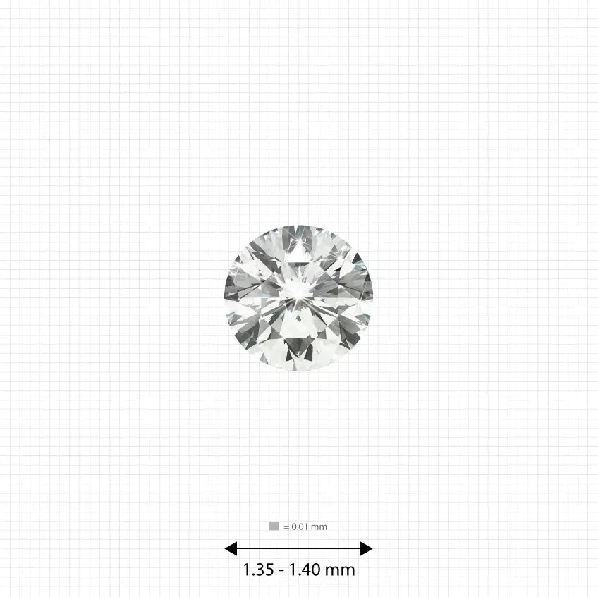 1.35 - 1.40 mm (0.011 Ct.) White Round Melee