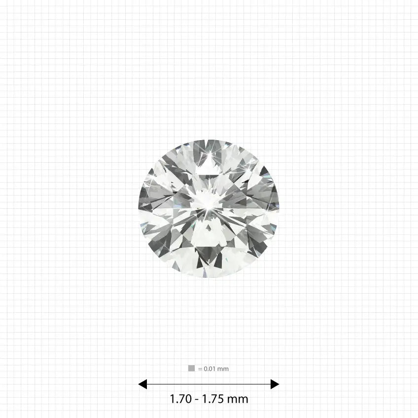 ±1 Ct. 1.70 - 1.80 mm (0.021 Ct.) White Round Melee