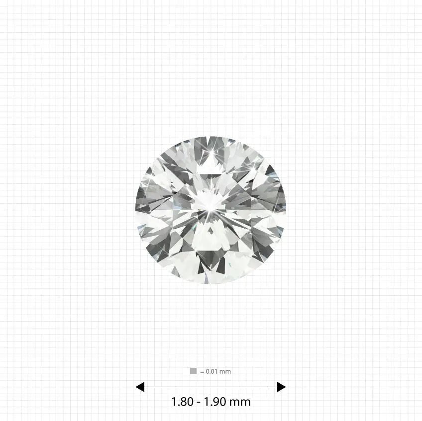 1.80 - 1.90 mm (0.025 Ct.) White Round Melee