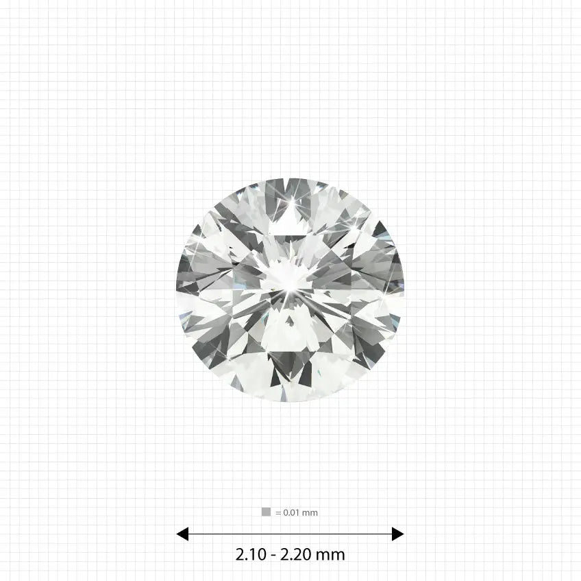 2.10 - 2.20 mm (0.039 Ct.) White Round Melee