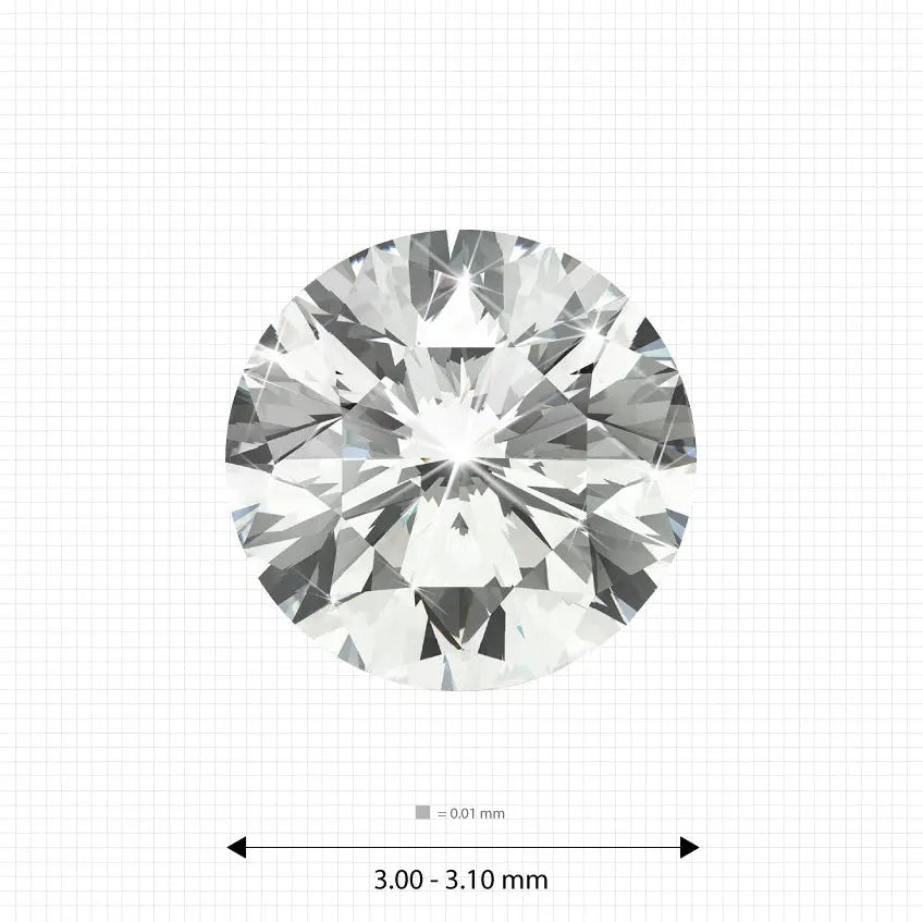 3.00 - 3.10 mm (0.108 Ct.) White Round Melee