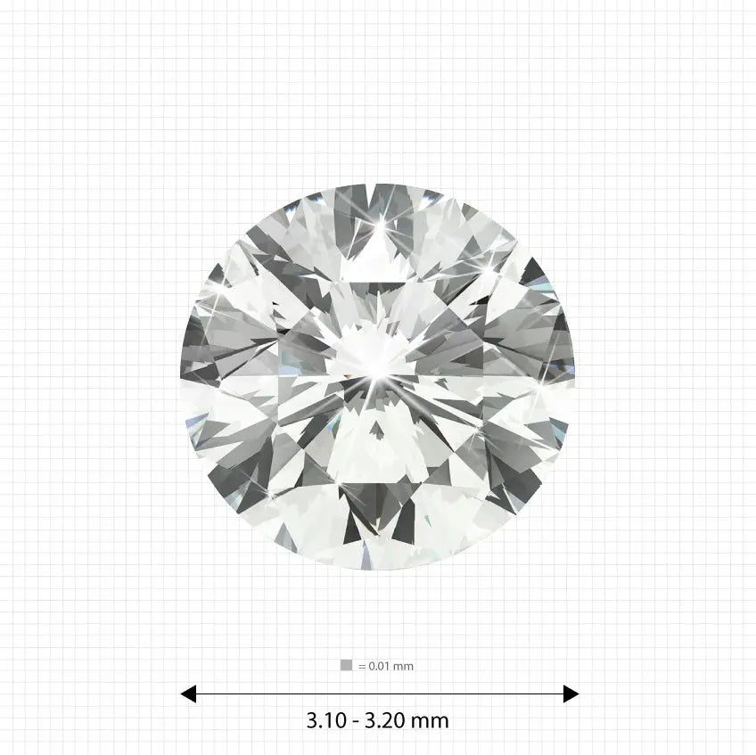 3.10 - 3.20 mm (0.116 Ct.) White Round Melee