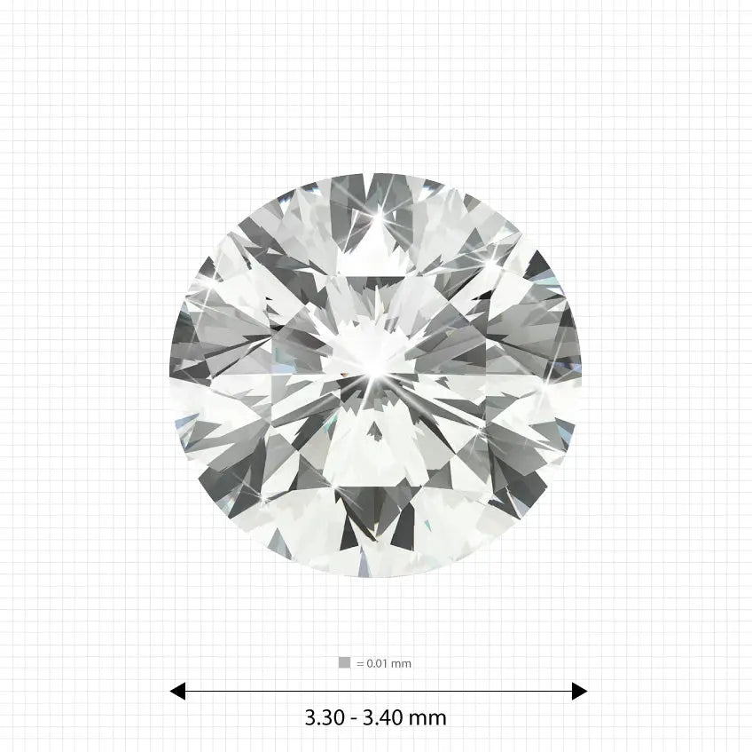 3.30 - 3.40 mm (0.135 Ct.) White Round Melee