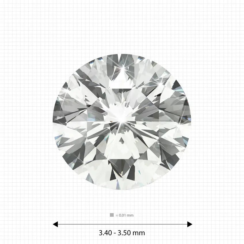 ±1 Ct. 3.40 - 3.50 mm (0.135 Ct.) White Round Melee
